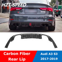 Difusor de parachoques trasero de fibra de carbono, alerón con luces LED para Audi A3 s-line S3 2017-2019, A3 S3 2024 - compra barato