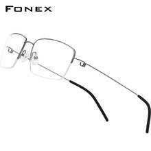 FONEX Titanium Alloy Optical Glasses Frame Men Half Prescription Eyeglasses Korean Women Myopia Screwless Eyewear 98623 2024 - buy cheap