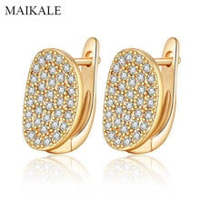 MAIKALE Classic Gold  Stud Earrings Curved Surface Oval Ear Studs Cubia Zirconia Earrings for Women Jewelry Fashion Gifts 2024 - buy cheap