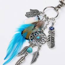 DreamCatcher With Green Beads Key Ring Buckle Pendant Silver Tone Feathers Tassels Keychain For Gift Crafts 2024 - buy cheap