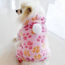 Thickened Pet Winter Warm Clothes Coral Velvet Costume Dogs Puppy 4 Legged Hooded Paws Printed Coat Dog Jumpsuit Dog Clothes 2024 - buy cheap