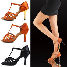 Женские туфли для Танго/бальных танцев/латиноамериканских танцев, профессиональная танцевальная обувь на высоком каблуке для представлений сальсы, атласные сандалии с мягкой подошвой 2024 - купить недорого