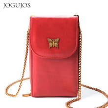 JOGUJOS-Bolso de hombro de piel auténtica para mujer, bandolera de hombro, para teléfono móvil, tarjetero, de marca 2024 - compra barato