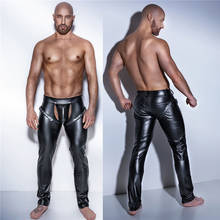 Pantalones ajustados de piel sintética para hombre, pantalón negro brillante, puesta en escena, para club nocturno, cantantes y bailarinas 2024 - compra barato
