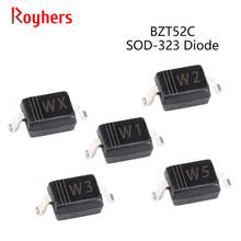 100 шт. SMD Диод Зенера BZT52C9V1S WE BZT52C10S WF BZT52C3V0S W2 BZT52C3V9S W5 BZT52C4V7S W7 BZT52C6V8S WB t52c7v5s WC SOD-323 2024 - купить недорого