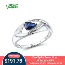 VISTOSO Gold Rings For Women Genuine 14K 585 White Gold Ring Shiny Diamond Blue Sapphire Wedding Engagement Gift  Fine Jewelry 2024 - buy cheap