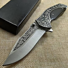 Cuchillos tácticos de Damasco de 8,4 pulgadas, cuchillo plegable de supervivencia, cuchillo táctico multifuncional de bolsillo con mango de madera 2024 - compra barato
