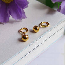 999 Real 24K Yellow Gold Earrings Women Luck Smooth Bead Stud Earrings 1.6-2g 4mmW Beauty Women Earrings 2024 - buy cheap