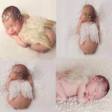 Реквизит для фотосессии новорожденных девочек и мальчиков, крылья ангела, перья, перья, реквизит для фотосессии, крылья, повязка на голову LA986955 2024 - купить недорого