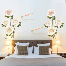 Romantic White Rose Flower Wall Stickers DIY Petal Home Decoration Bedroom Living Room Self adhesive Wardrobe Mural Decals 2024 - buy cheap