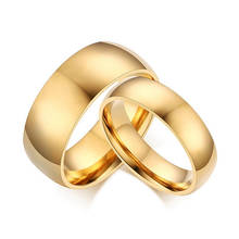 Anillos de acero inoxidable dorados para mujer y hombre, joyería de boda para pareja de amantes, 6mm/8mm 2024 - compra barato
