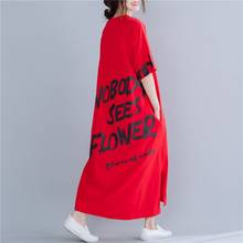 2020 Summer New Maxi Dress Women Letter Print Sundress Femme O-neck Short sleeve Batwing Baggy Female T Shirt Dress Vestidos 2024 - compre barato