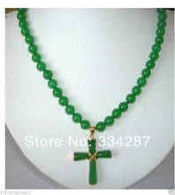Ожерелье с подвеской в виде креста из зеленого нефрита 8 мм, 18 дюймов 2024 - купить недорого