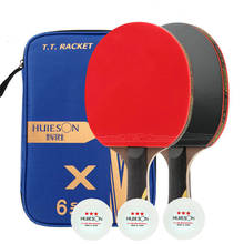 Huieson Table Tennis Racket with 3 Table Tennis Balls Super Powerful Ping Pong Racket with Cover 3/5/6 Star Table Tennis Rackets 2022 - buy cheap