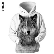 KYKU Men's Animal Hoodie 3D Printed Cool Wolf Hooded Sweatshirts Pullovers Long Sleeves Male Hoodies Streetwear Asian Size 2024 - buy cheap