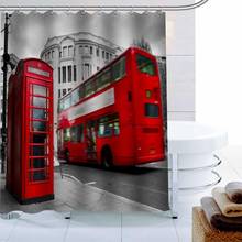Moderno londres ônibus rua cortina de chuveiro decoração impermeável poliéster tecido banho cortina 180x180cm eco-friendly banheiro cortina 2024 - compre barato