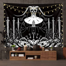 Night Starry Sky Tarot Skull Tapestry Wall Hanging Witchcraft Black Room Decor Carpet Psychic Hippie Tapiz Trippy Home Decoratio 2024 - buy cheap