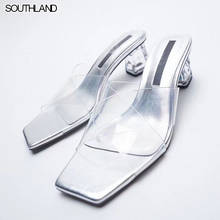 Southland sandálias transparentes de plástico, chinelos de salto alto, cristal, para mulheres, primavera, verão 2021 2024 - compre barato