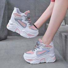 New 2020High Heel Sneakers Women Chunky Sneakers Wedge Shoes Girls Pink White Platform Sneakers Ladies Heightening Shoes 2024 - buy cheap