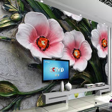 Custom Mural Wallpaper For Walls Roll 3D Stereoscopic Relief Floral Flowers Living Room Sofa TV Background Wall Decor Painting 2024 - buy cheap
