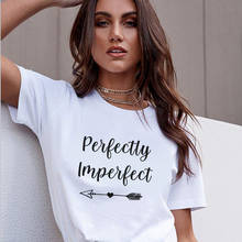 Camiseta feminina perfeitamente imperfeito, camiseta para mulheres, religiosa cristã, vestuário casual, verão, manga curta, camiseta superior motiva 2024 - compre barato