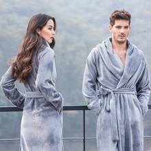Women and man Couples Robe Winter Long Bathrobe  Male Excellent Polyester Fiber Pajamas Nightgown Sleepwear  Mens Soft Robe 2024 - buy cheap