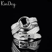 Kindey Luxury Silver Color Belt Rings For Women Men Engagement Rings Girls Party Gifts Anillos 2020 2024 - buy cheap