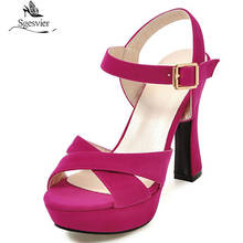 Sgesvier sapatos femininos sandálias de verão sandálias plataforma plus size 34-43 tornozelo cinta sapatos de salto alto sexy sapatos de festa preto rosa 2024 - compre barato