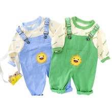 Boys And Girls Round Neck Long Sleeve Blouse Bib 2Pcs Suit Children Casual Clothing Baby Kids Letter Sweater Cartoon Jumpsuit 2024 - buy cheap