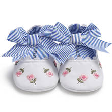 Baby Girl Shoes Newborn Flower Print Stripe Bowknot Soft Anti-Slip Sole Toddler Princess Cute Crib Shoes Moccasins Baby 2024 - buy cheap