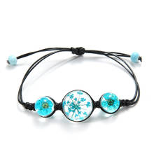 Pulseira feminina, bracelete retrô de vidro com bola de flor, acessório de joias artesanais 2024 - compre barato