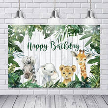 Fondo de feliz cumpleaños para fotografía de fiesta de Safari, bosque verde de jungla, accesorios de foto para recién nacido, Baby Shower 2024 - compra barato