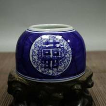 Pluma con patrón de texto de la Dynasty Song China antigua, azul y blanco doble, decoración de escritorio, regalo de decoración del hogar 2024 - compra barato