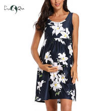 Regata feminina sem mangas floral, vestido de maternidade para mulheres roupas para o verão, vestidos casuais até o joelho, chá de bebê 2024 - compre barato