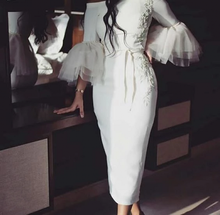 Женское вечернее платье с юбкой годе, белое кружевное платье-футляр с длинным рукавом и аппликацией, платье для официальной вечеринки в арабском стиле, 2021 2024 - купить недорого