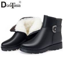 Брендовые женские зимние сапоги DORATASIA больших размеров 35-43 с шерстяным мехом, женские ботильоны из натуральной коровьей кожи, Женская праздвечерние чная офисная обувь для женщин 2024 - купить недорого