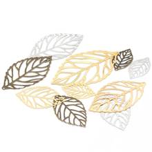 100pcs Craft Hollow Leaves Pendant Gold Charm Filigree Jewelry Making Plated Vintage DIY Pendant Necklace Jewelry Making Silver 2024 - buy cheap