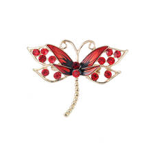 Alloy rhinestone dragonfly brooch fashion insect corsage jewelry costume hat scarf pin christmas party gift 2024 - buy cheap