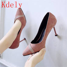 Plus Size OL Office Lady Shoes Faux Suede High Heels Woman Shoes Pointed Toe Dress Shoes Basic Pumps Women Boat zapatos mujer 2024 - buy cheap