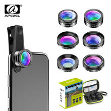 APEXEL-Lente de cámara para teléfono móvil inteligente, visor de ojo de pez 6 en 1 con macro gran angular CPL/filtro de estrella ND32 para iPhone huaweall Smartphones 2024 - compra barato
