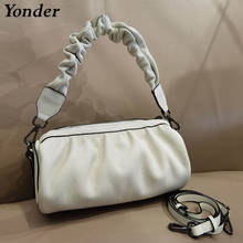 Bolso de hombro de cuero de vaca auténtico para mujer, bandolera de mano, color Beige, blanco cremoso, 2021 2024 - compra barato