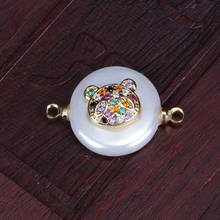 Abalorio de cristal de circonia cúbica para pulsera, colgante de oro, amuleto nacional de China, panda, animal, concha de agua dulce, Conector de perlas 2024 - compra barato