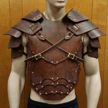 Traje de armadura de cuero de Guerrero Medieval, Correa tridimensional para el hombro, vestido gladiador romano, top de corsé agrupado 2024 - compra barato