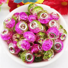 10Pcs 2 Color Flower Crackle Big Hole Round Rondelle Spacer Beads Fit European Pandora Charms Bracelet Bangle Hair Beads Jewelry 2024 - buy cheap