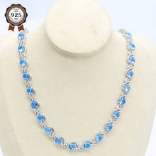 Silver Color Necklace for Women Sky Blue semi-precious Wedding Jewelry Free Gift Box 45cm 2024 - buy cheap