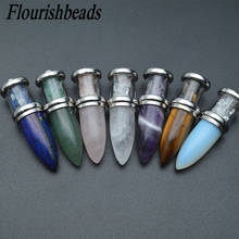 Popular Natural Gemtone Cool Bullet Shape Loose Beads At The Top Pendants Fit Necklace Jewelry Making(Amethyst / Lapis / Quartz) 2024 - buy cheap