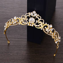 Wedding Hair Accessories Rhinestone Crystal Tiara Crown Gold Silver Color Queen Diadem Wedding Tiara Bridal Hair Decoration 2024 - buy cheap