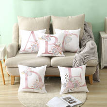 Funda de almohada decorativa con estampado de letra rosa, 45x45, cojines de sofá de poliéster, decorativa 2024 - compra barato