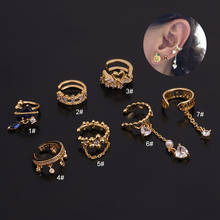 Piercing falso en forma de U de 8mm, joyería de hélice ajustable, cartílago, Conch, Cz, pendiente sin Piercing, puño, 1 ud. 2024 - compra barato