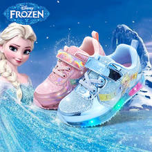 Sapatos infantis frozen, princesa elsa, antiderrapantes, com sola macia, de tecido respirável, para corridas de estudantes 2024 - compre barato